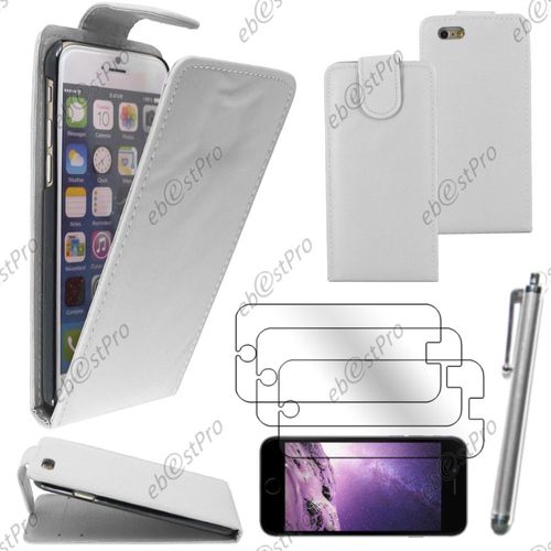 Ebeststar ® Housse Coque Etui Simili Cuir À Rabat Vertical Pour Apple Iphone 6s Écran 4,7", Couleur Blanc + Stylet 3 Film
