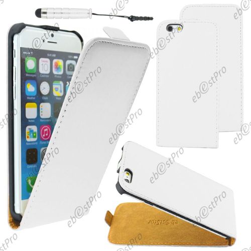 Ebeststar ® Housse Coque Etui En Pu Cuir À Rabat Ultra Fine (Slim Case) Pour Apple Iphone 6s Plus Écran 5,5", Couleur Blanc + Mini Stylet + 1 Film Protection D'écran + Lingette