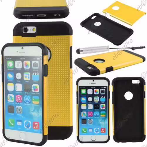 Ebeststar ® Coque Duo Bi-Couches En Silicone Et Polycarbonate Mesh Etui Housse Pour Apple Iphone 6s Écran 4,7", Couleur Jaune + Mini Stylet + 1 Film Protection D'écran + Lingette