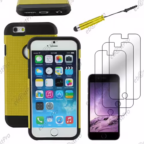 Ebeststar ® Coque Duo Bi-Couches En Silicone Et Polycarbonate Mesh Etui Housse Pour Apple Iphone 6s Écran 4,7", Couleur Jaune + Mini Stylet 3 Film