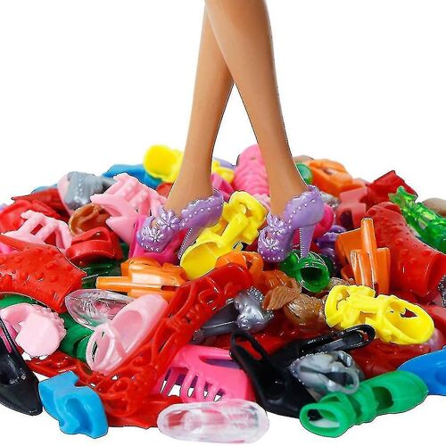 32 Article/Ensemble Accessoires De Poupée = 10 Pcs Robe De Poupée + 4 Lunettes + 6 Colliers En Plastique + 2 Sacs À Main + 10 Paires De Chaussures Pour Poupée