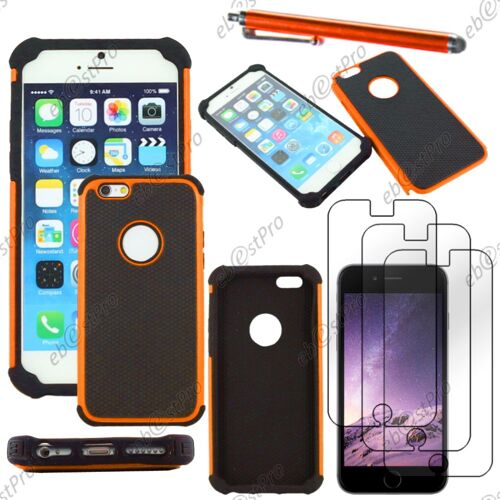 ebestStar ® Coque Duo Bi-couches en silicone et polycarbonate Etui Housse pour Apple iPhone 6S écran 4,7", Couleur Orange + Stylet 3 Film