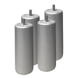 Elea - Jeu De 4 Pieds 15 Cm Gris Argent Pour Sommier Tapissier