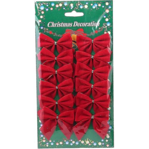 24pcs Décorations de Noël Noël Arcs Noël Arbre de Noël Arc Décoration Boules Noël Party Jardin Noeuds Ornement - HE