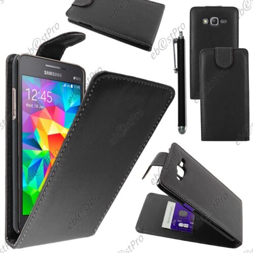ebestStar ® Housse Coque Etui Simili Cuir à Rabat vertical pour Samsung Galaxy Grand Value Edition SM-G531F, Grand Prime SM-G530FZ G530F, Couleur Noir + Stylet + Film protection d'écran
