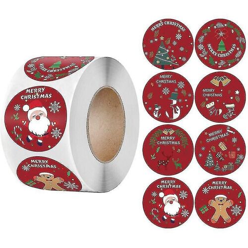Étiquettes De Noël Autocollants, Autocollants De Noël De 1,5 Pouces 8 Designs Étiquettes Rondes, Sac D'enveloppe Étiquettes De Noël Autocollants Artisanat De Noël 500pcs
