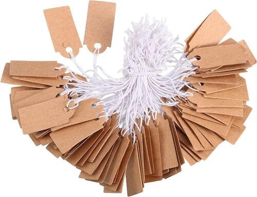 Le Papier Kraft Peut Être Écrit À La Main, Étiquette, Blanc, Mince, Coton, Corde, Bijoux, Carton, Petite Carte, Étiquette De Prix, Carte De Papier (100 Pièces)15 * 25mmmarquage Tags Kraft Pri