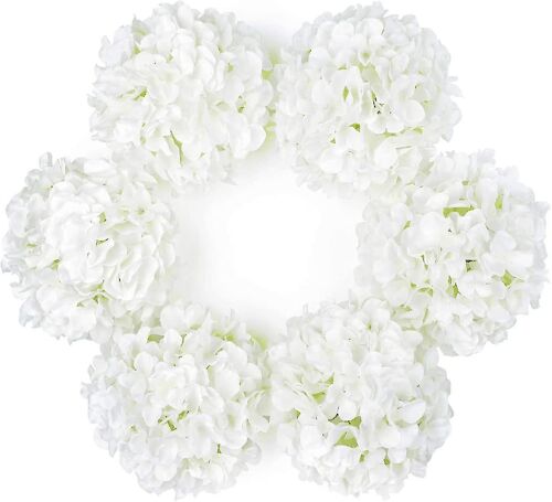 Artificiel Plus Grand Hortensia en soie Têtes de fleurs Faux Hortensia blanc Fleurs Pour Mariage Maison Centre de Centre De Jardin Pack De 6