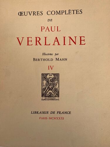 Verlaine Illustré Par B Mahn Chansons Pour Elle Liturgies Intimes 1931 