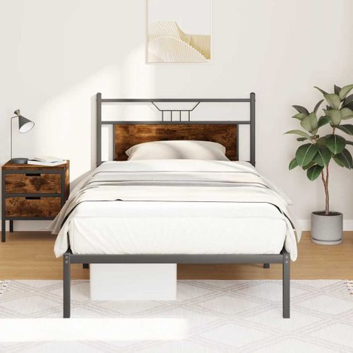 Vidaxl Cadre De Lit Sans Matelas Chêne Fumé 100x190 Cm Bois Ingénierie