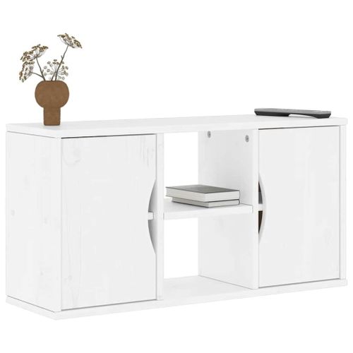 Vidaxl Meuble Tv Odda Blanc 79x24x40 Cm Bois Massif Pin