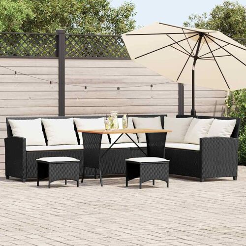 Vidaxl Salon De Jardin 4 Pcs Avec Coussins Forme L Noir Résine Tressée