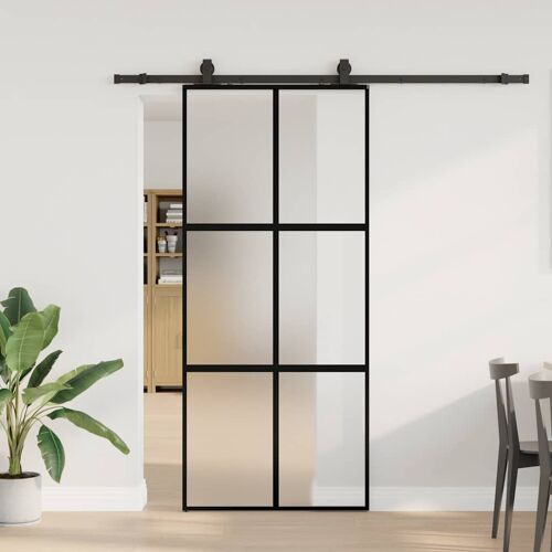 vidaXL Porte coulissante avec kit de quincaillerie noir 90x205 cm