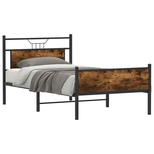 Vidaxl Cadre De Lit Sans Matelas Chêne Fumé 100x190 Cm Bois Ingénierie