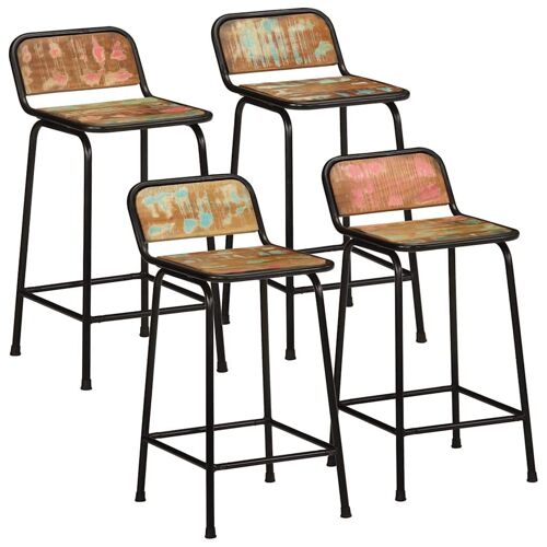 vidaXL Tabourets de bar lot de 4 46x35,5x80cm bois massif récupération