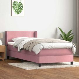 vidaXL Sommier à lattes de lit avec matelas rose 90x210 cm velours