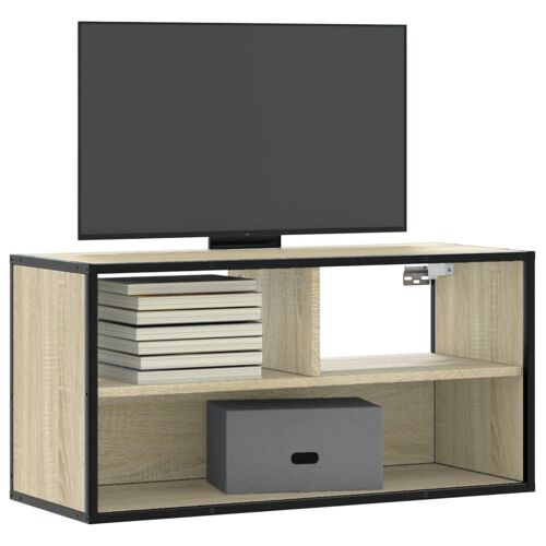 vidaXL Meuble TV chêne sonoma 80x31x39,5 cm bois d'ingénierie et métal