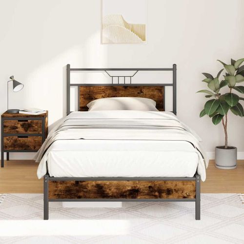 Vidaxl Cadre De Lit Sans Matelas Chêne Fumé 100x190 Cm Bois Ingénierie