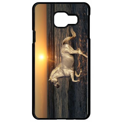 Coque Galaxy A9 (2016) - Cheval Blanc Couché De Soleil Sur La Plage - Noir