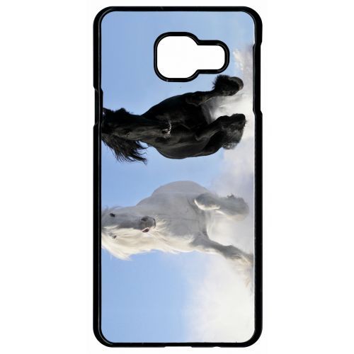 Coque Galaxy A9 (2016) - Chevaux Blanc Et Noir Dans La Neige - Noir