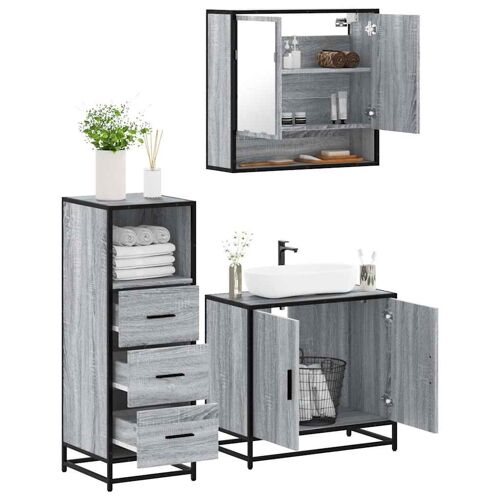 vidaXL Ensemble de meubles de salle de bain 3 pcs Sonoma gris