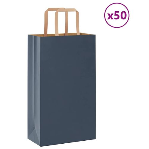 Vidaxl Sacs En Papier 50 Pcs Avec Poignées Bleu 21x11x36 Cm