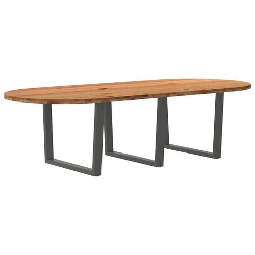 Vidaxl Table À Manger Marron Clair Bois De Chêne Massif Ovale