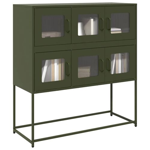 vidaXL Buffet vert olive 100,5x39x107 cm acier laminé à froid