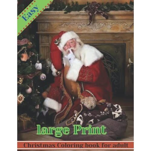 Easy Large Print Christmas Coloring Book For Adult: Large Print Winter Christmas Scenes For Adults