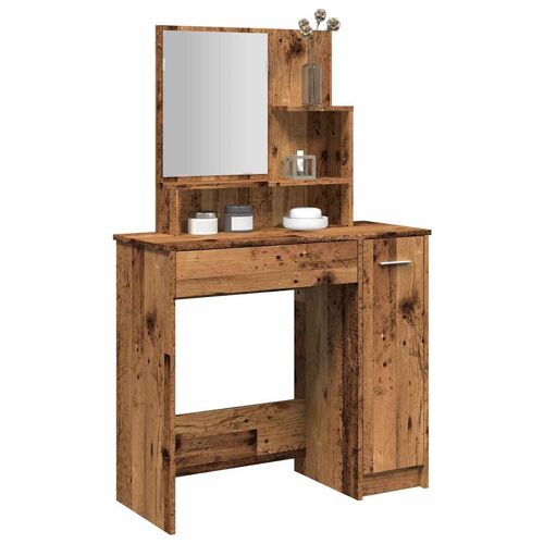 vidaXL Coiffeuse avec miroir vieux bois 86,5x35x136 cm