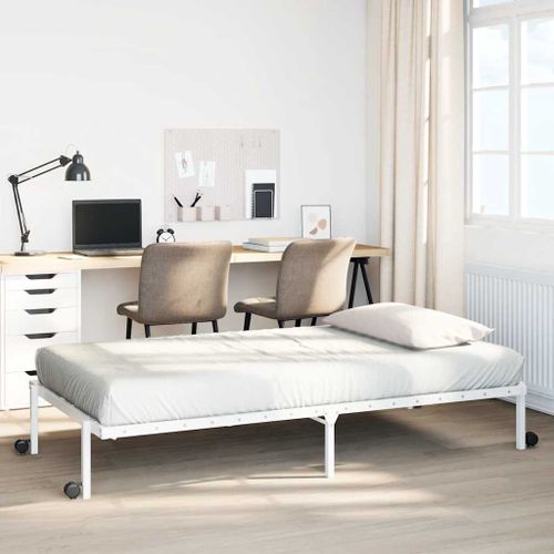 Vidaxl Cadre De Lit Sans Matelas Pliable Blanc 100x190 Cm Acier