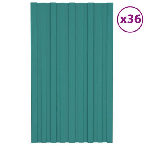 Vidaxl Panneaux De Toiture 36 Pcs Acier Galvanisé Vert 80x45 Cm