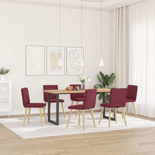 vidaXL Chaises à manger lot de 6 rouge bordeaux tissu