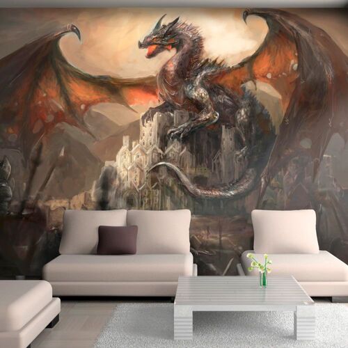 Papier peint intissé Fantaisie Dragon castle : Taille - 300 x 210 cm