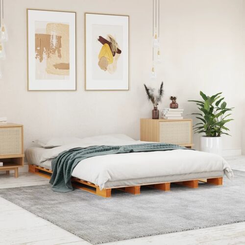 vidaXL Lit de palette sans matelas cire marron 140x200 cm pin massif