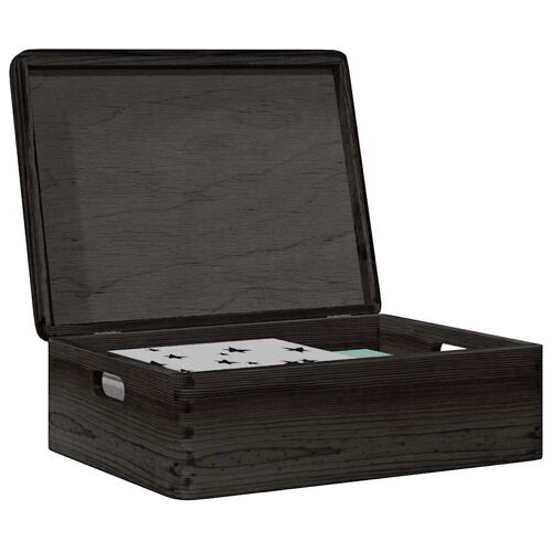 vidaXL Boîte en bois avec couvercle et poignées noir bois pin massif