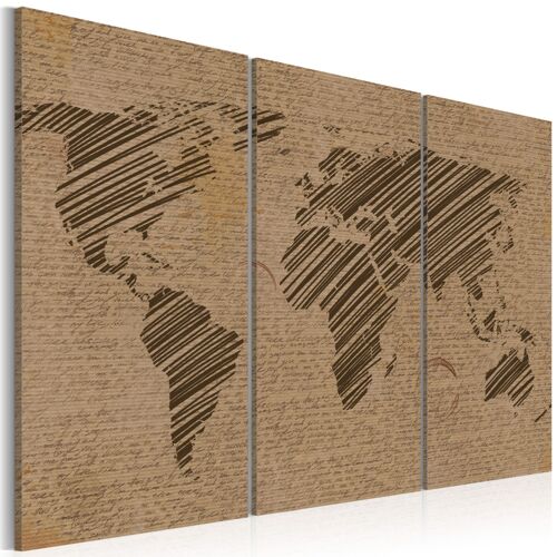 Tableau Cartes du monde Carnet de voyage - triptyque 120 x 80 cm