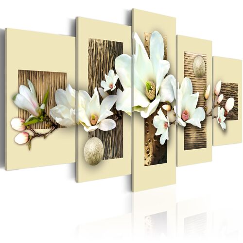 Tableau Fleurs Texture et magnolia 100 x 50 cm