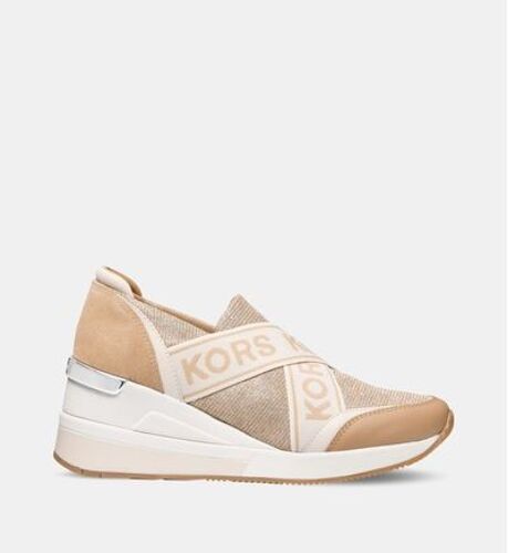 Michael Michael Kors Baskets Basses Geena Bandes Monogrammã©es Beige