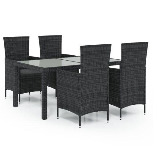 Vidaxl Salon D'extérieur 5 Pcs Avec Coussins Résine Tressée Noir