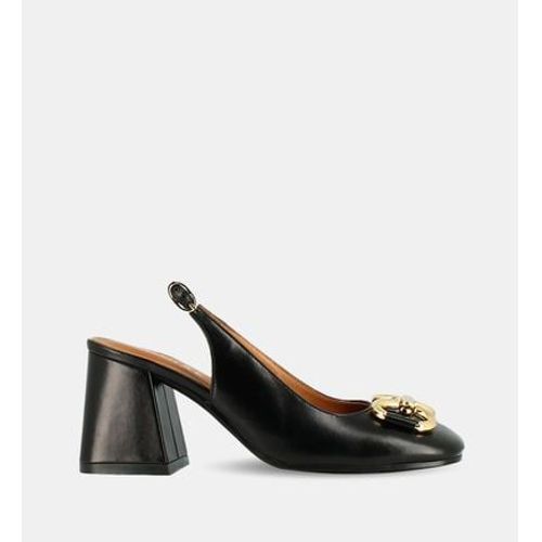 Jonak Sandales Talons Double En Cuir Noir