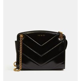 Nat & Nin - Sac besace mini Simone cuir glacé matelassé - Noir