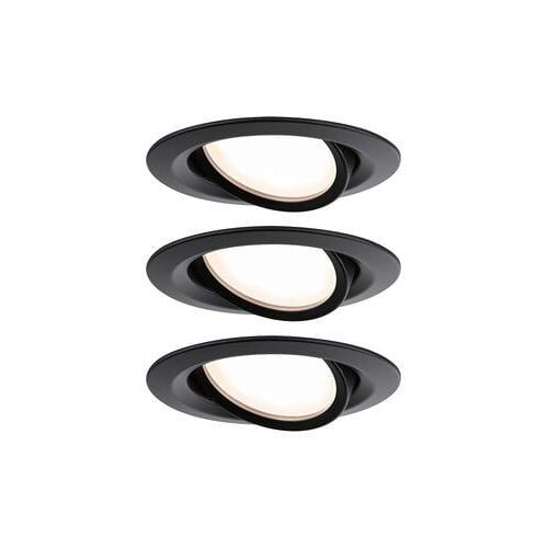 Paulmann - Kit De 3 Spots Encastrables Nova Plus Slim Coins Ronds Orientables Noir Mat Ã8,4 Cm  - Noir