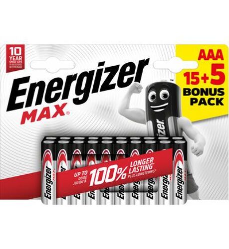 Energizer - 15 piles alcalines  AAA (LR03) Max + 5 offertes  - Multicolore