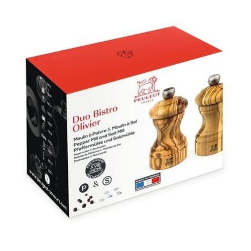 Peugeot - Duo Moulins Ã  Poivre Et Ã  Sel Manuels Bistro Bois D'olivier 10 Cm  - Marron