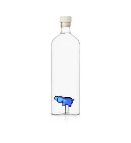 Ichendorf Milano - Carafe Bouteille Hippopotame En Verre Avec Bouchon 1,15 L  - Transparent