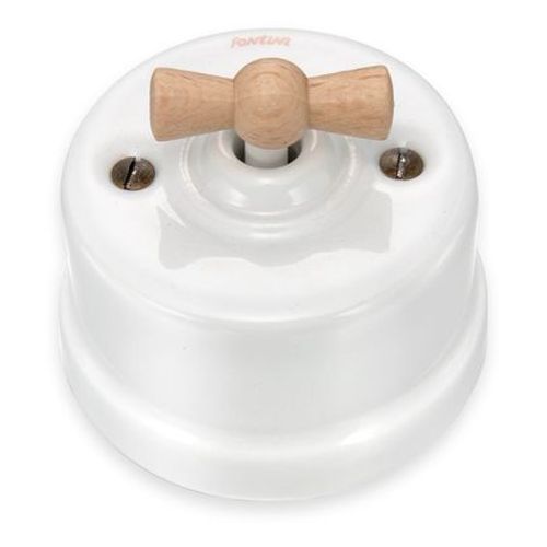 Fontini - Interrupteur va-et-vient Garby blanc manette hÃªtre Ã64,5 mm  - Blanc