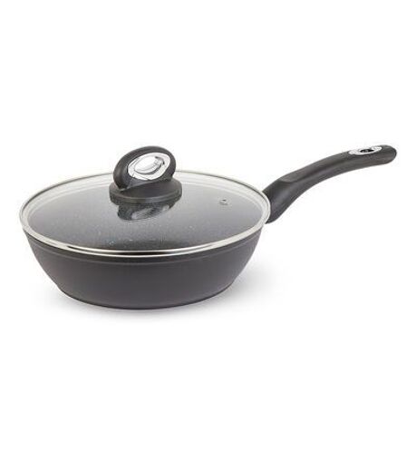 Sitram - Sauteuse Et Couvercle Granitã© Aluminium Et Verre Ã24 Cm  - Noir