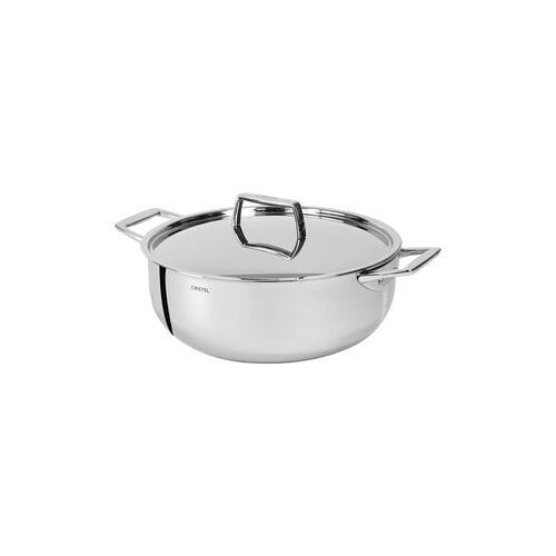 Cristel - Faitout Castel Pro Anses Fixes + Couvercle Inox Ã28  - Gris