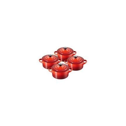 Lot de 4 mini cocottes céramique cerise Ø10 cm